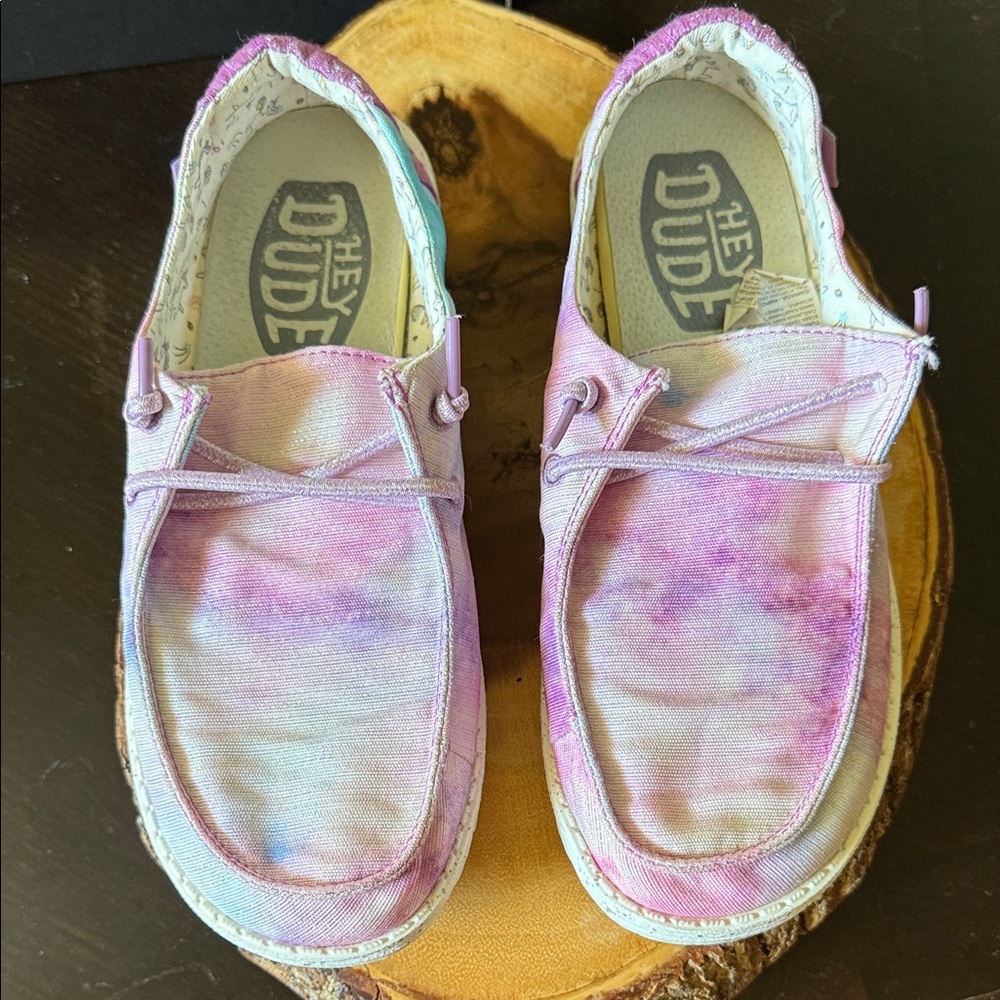 Hey Dude Kids Wendy youth dreamer Pastel Tie-Dye Moccasins lightly worn size 6 - Picture 6 of 8